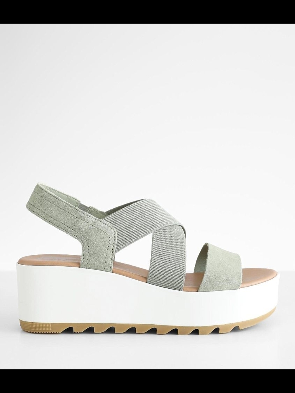 Sorel Sage Green Platform Sandal with White Sole